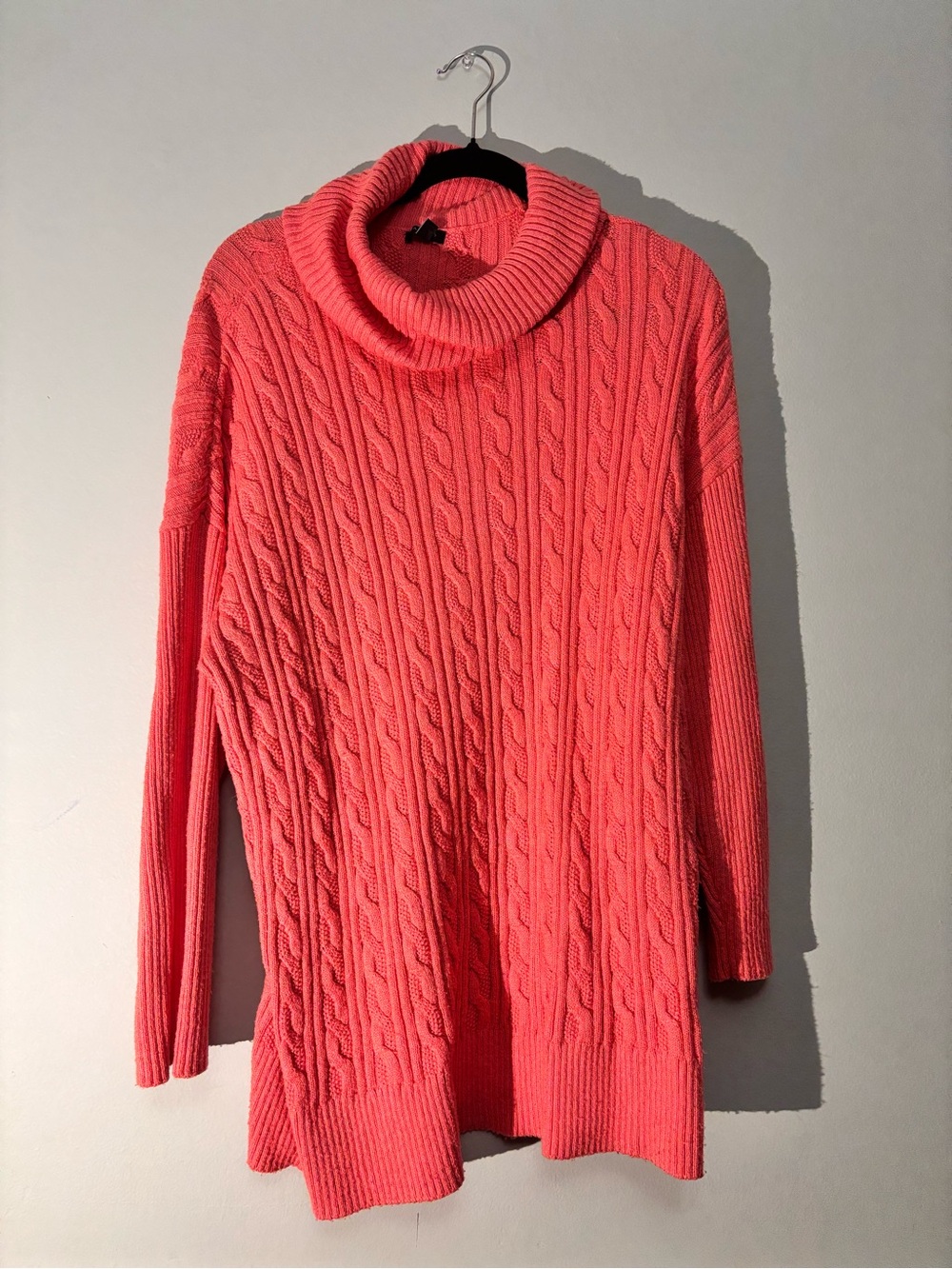 Talbots Coral Cable Knit Turtleneck Sweater
